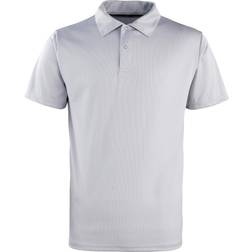 Premier Coolchecker Studded Plain Polo Shirt - Silver Gray