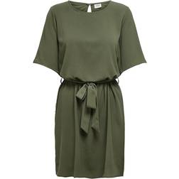 Jacqueline de Yong Amanda 2/4 Belt Dress - Green/Kalamata