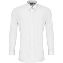 Premier Long Sleeve Fitted Poplin Work Shirt - White