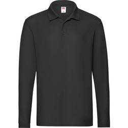 Fruit of the Loom Premium Poloshirt Met Lange Mouwen - Zwart
