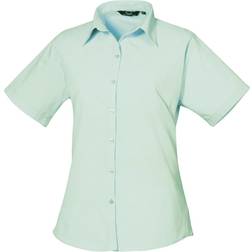 Premier Women's Short Sleeve Poplin Blouse - Aqua