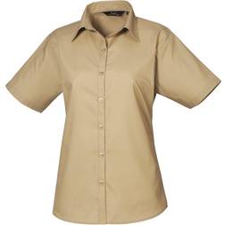 Premier Popeline Blouse Met Korte Mouwen - Khaki