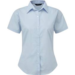 Premier Women's Short Sleeve Poplin Blouse - Light Blue