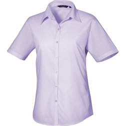 Premier Short Sleeve Poplin Blouse Work Shirt - Rose/Kaki/Blanc