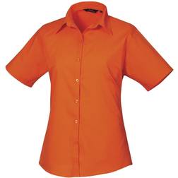 Premier Women's Short Sleeve Poplin Blouse - Orange