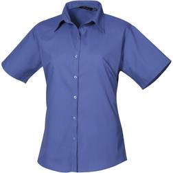 Premier Women's Short Sleeve Poplin Blouse - Royal