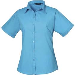 Premier Women's Short Sleeve Poplin Blouse - Turquoise