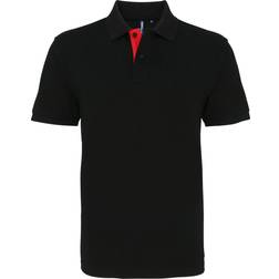 ASQUITH & FOX Classic Fit Contrast Polo Shirt - Black/Red