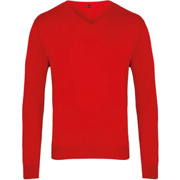 Premier Heren V-hals Gebreide Trui - Rood