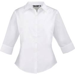 Premier 3/4 Mouw Popeline Blouse - Wit