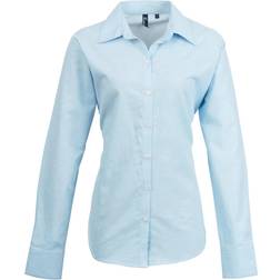 Premier Women's Long Sleeve Signature Oxford Blouse - Light Blue