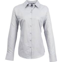 Premier Women's Long Sleeve Signature Oxford Blouse - Silver