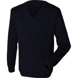 Henbury 12 Gauge Fine Knit V-Neck Jumper - Navy