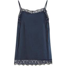 Vila Lace Spaghetti Strap Top - Blue/Total Eclipse