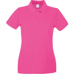 Universal Textiles Women's Fitted Short Sleeve Casual Polo Shirt - Hot Pink