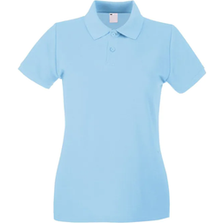 Universal Textiles Women's Fitted Short Sleeve Casual Polo Shirt - Light Blue