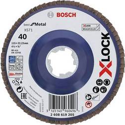 Bosch X-Lock Zirconia Aluminium Flap Disc, 115mm, P40 Grit, X571