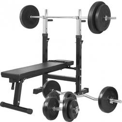 Gorilla Sports Weight Bench with Vinyl Weight Set 100kg