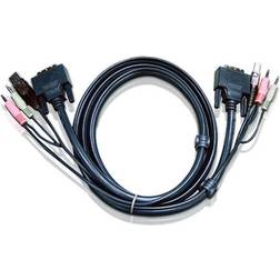 Aten 2L-7D03U USB A/3.5mm/DVI - USB B/3.5mm/DVI 3m