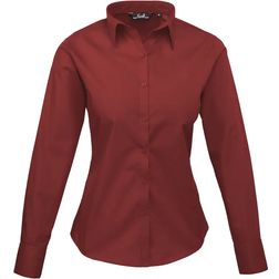 Premier Women's Long Sleeve Poplin Blouse - Burgundy