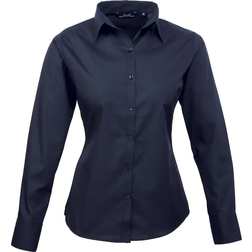 Premier Women's Long Sleeve Poplin Blouse - Navy