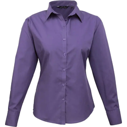 Premier Women's Long Sleeve Poplin Blouse - Purple