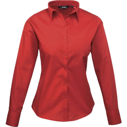 Premier Popeline Blouse Met Lange Mouwen - Rood