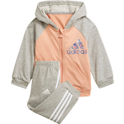 adidas Badge of Sport Full-Zip Hoodie Jogger Set - Ambient Blush/Medium Grey Heather (H28831)