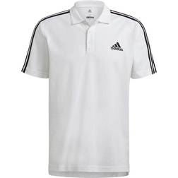 Adidas Aeroready Essentials Pique Embroidered Small Logo 3-Stripes Polo Shirt - White/Black