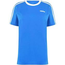 Adidas Women's Essentials 3 Stripe T-shirt - Blue/White