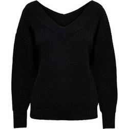 Only Melton V-Neck Knitted Sweater - Black