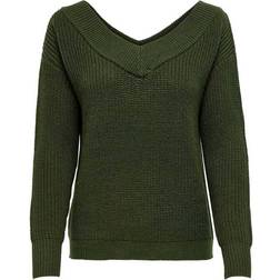 Only Melton V-Neck Knitted Sweater - Green/Forest Night