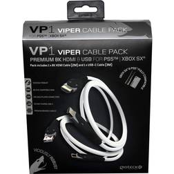 Gioteck PS4/PS5 Premium Viper VP1 Cable Pack - White/Black