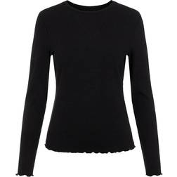 Object Ribbed Long Sleeved Top - Black