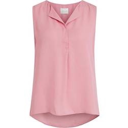 Vila Lucy Split Neck Top - Wild Rose