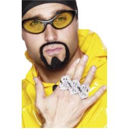 Smiffys 3 in 1 Dollar Rapper Ring Silver