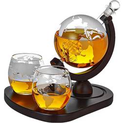 MikaMax Deluxe Globe Decanter Set Carafe à Whiskey 4pcs 0.85L