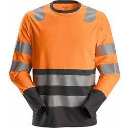 Snickers Workwear AllroundWork Hi-Vis Long Sleeve CL2 T-shirt - Hi Vis Orange/Steel Grey