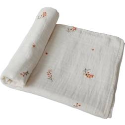 Mushie Organic Cotton Swaddle Blanket Flowers