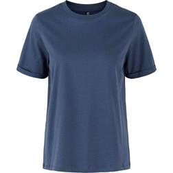 Pieces Pcria SS Fold Up Solid Tee - Ombre Blu
