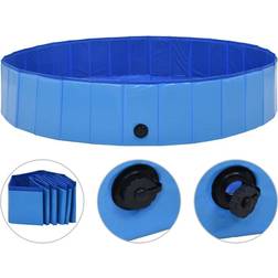 vidaXL Foldable Dog Swimming Pool Blue 63'x11.8' PVC