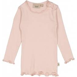 Wheat Rib T-Shirt Lace LS - Powder