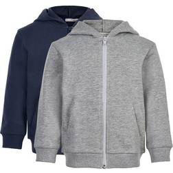 Minymo Sweat Jacket With Hood 2-Pack - Grey Melanga (5752-131)