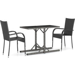 vidaXL 3072452 Juego de comedor de patio, 1 Mesa incl. 2 Sillas