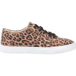 Hush Puppies Tessa Leopard Print Cuero Entrenadores - Marrón