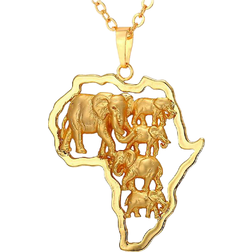 U7 Africa Elephant Necklace - Gold