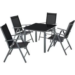 tectake 403905 Juego de comedor de patio, 1 Mesa incl. 4 Sillas