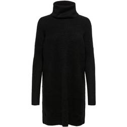 Only Robe en Maille Col Bénitier Manches 3/4 Au-dessus Du Genou Noir