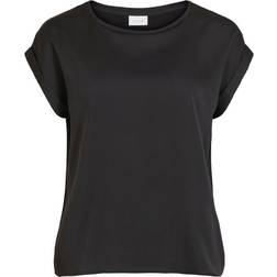 Vila Rounded Short Sleeve Top - Black