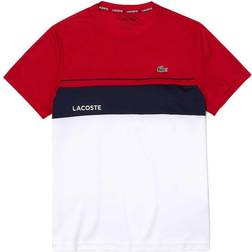 Lacoste Crew Neck Breathable Colourblock T-shirt - Red/White/Navy Blue